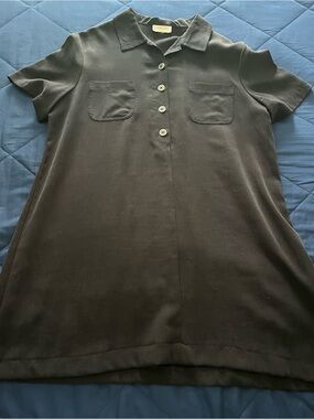 Talbots Black Short-Sleeve Shirt Dress with Patch Pockets